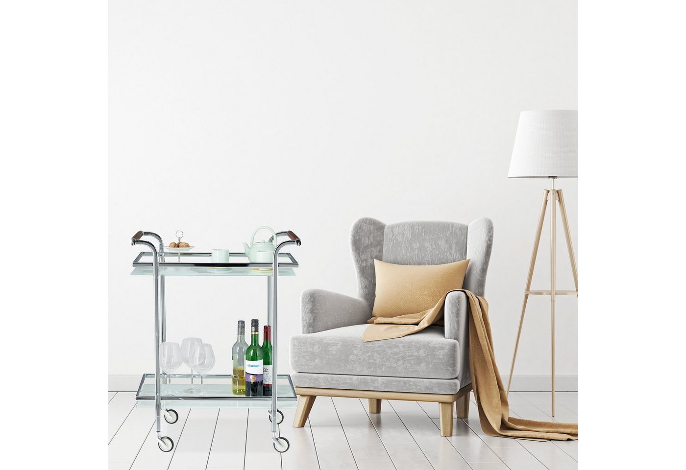 relaxdays Servierwagen Milchglas, (1 St) – Bild 2 von 5