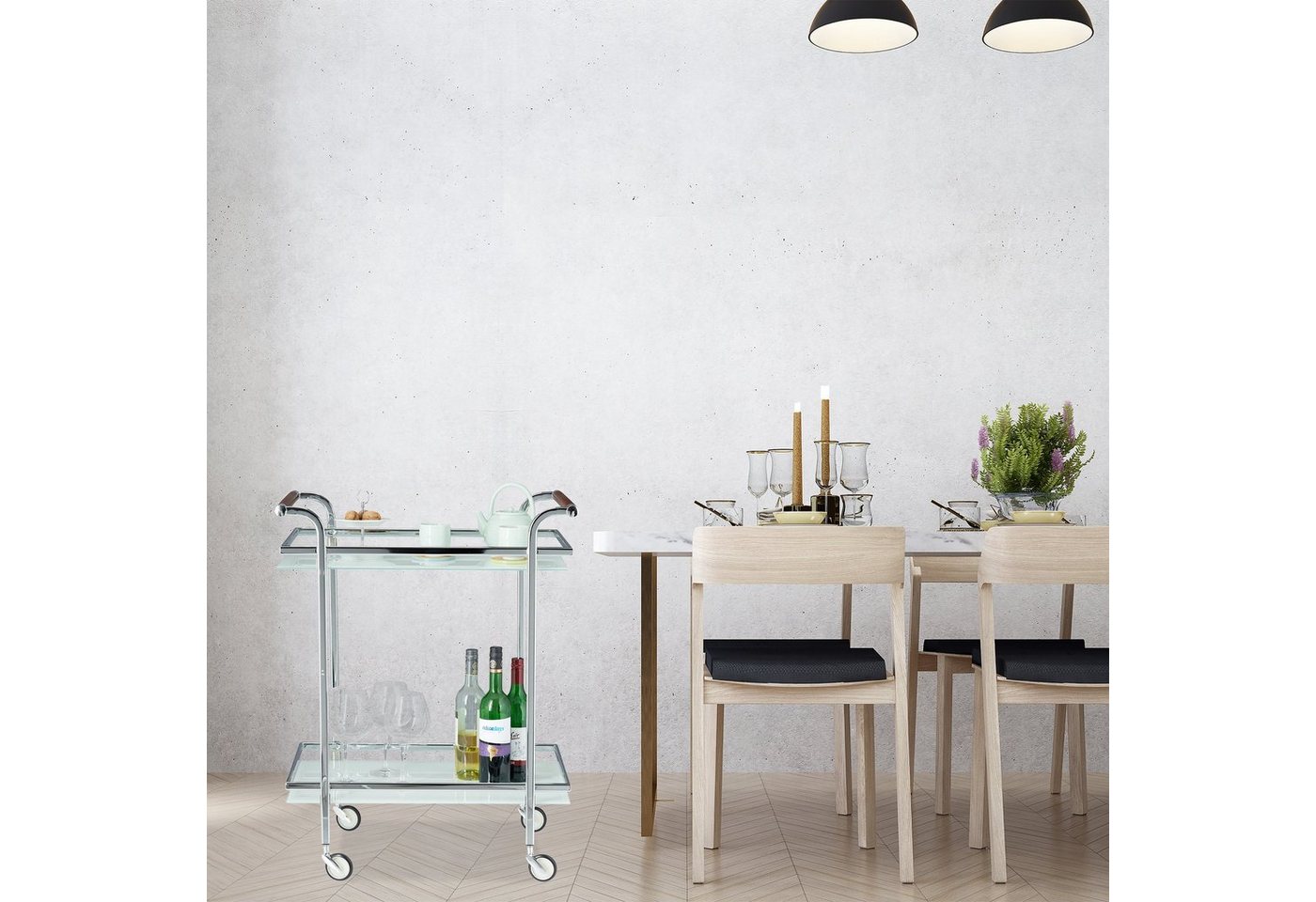 relaxdays Servierwagen Milchglas, (1 St) – Bild 3 von 5