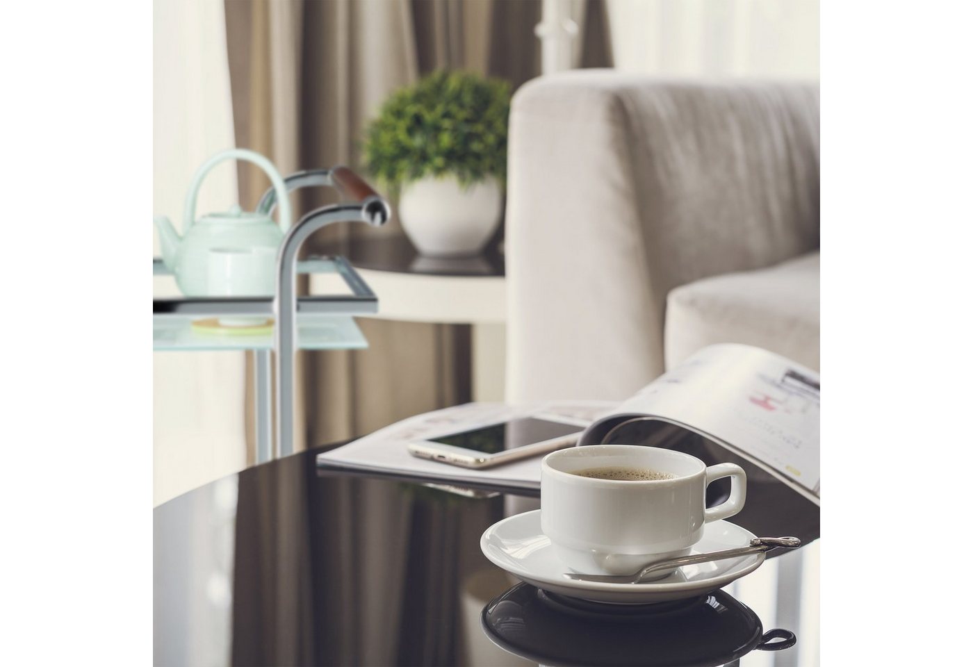 relaxdays Servierwagen Milchglas, (1 St) – Bild 5 von 5