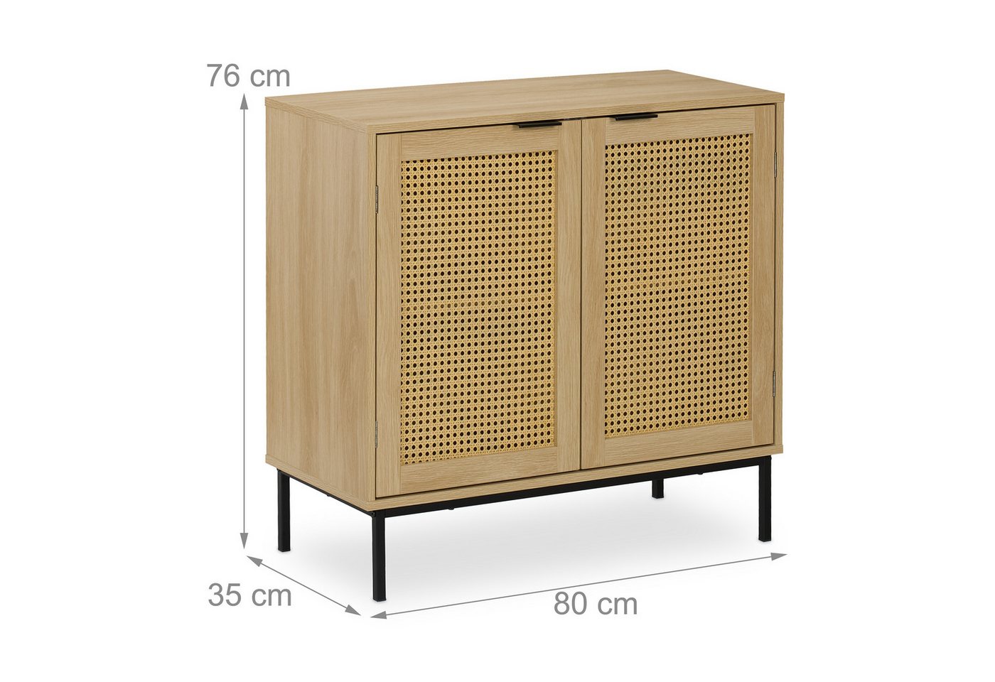relaxdays Sideboard mit 2 Rattan-Türen (1 St) – Bild 4 von 5