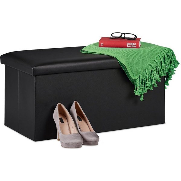 relaxdays Sitzbank Kunstleder (1-St), schwarz