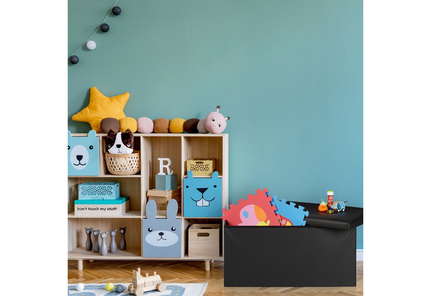 relaxdays Sitzbank Kunstleder (1-St), schwarz – Bild 3 von 5
