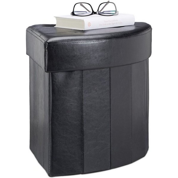 relaxdays Sitzhocker Eckiger Hocker mit Stauraum (1 St), schwarz