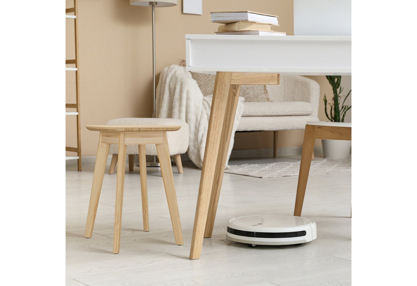 relaxdays Sitzhocker Esszimmerhocker aus Bambus (1 St) – Bild 2 von 5