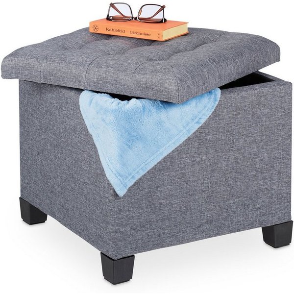 relaxdays Sitzhocker Gepolsterter Sitzhocker in Grau (5 St)