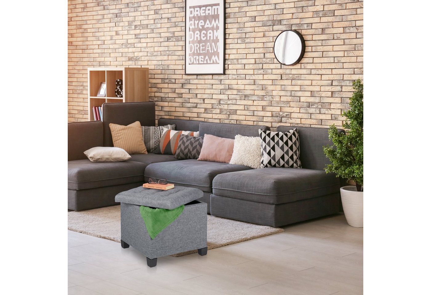 relaxdays Sitzhocker Gepolsterter Sitzhocker in Grau (5 St) – Bild 2 von 5