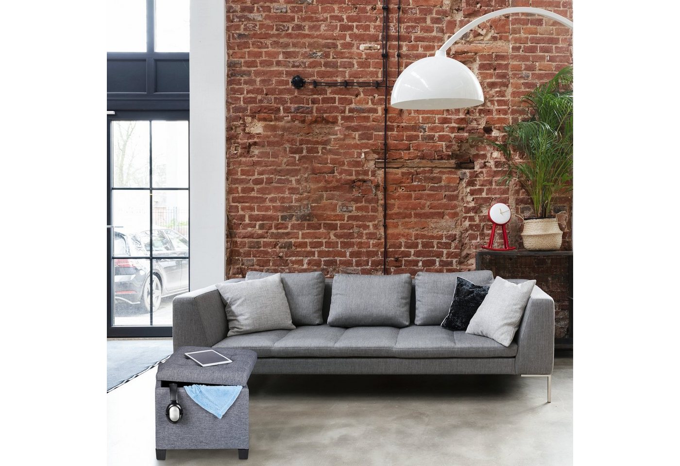 relaxdays Sitzhocker Gepolsterter Sitzhocker in Grau (5 St) – Bild 5 von 5