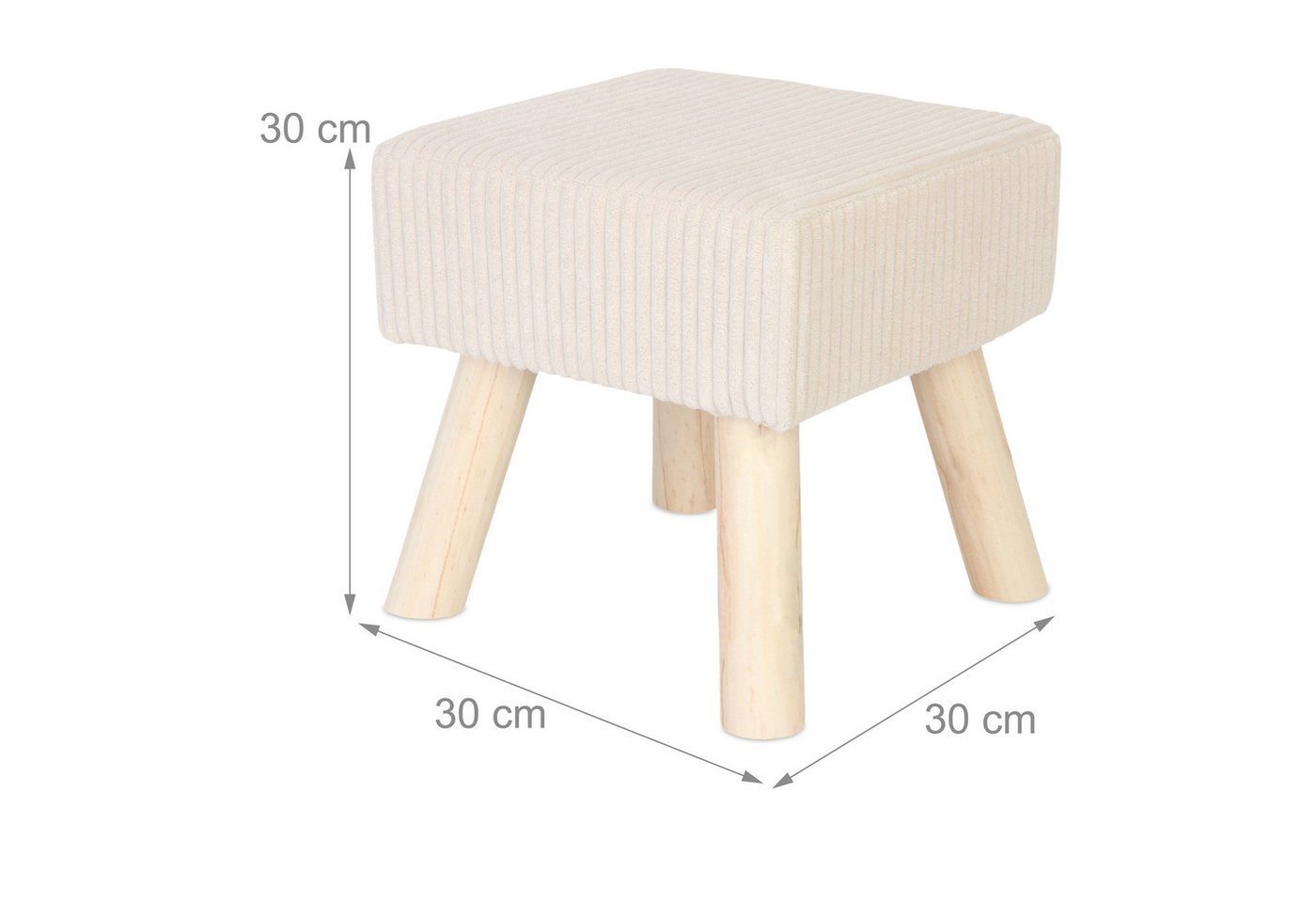 relaxdays Sitzhocker Hocker Cord (1 St), Beige – Bild 4 von 5
