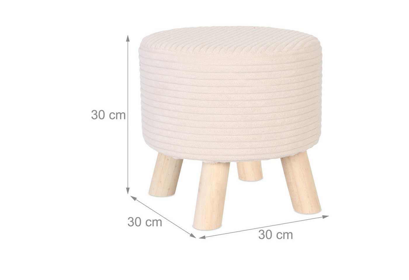 relaxdays Sitzhocker Hocker Cord (1 St), Beige – Bild 4 von 5