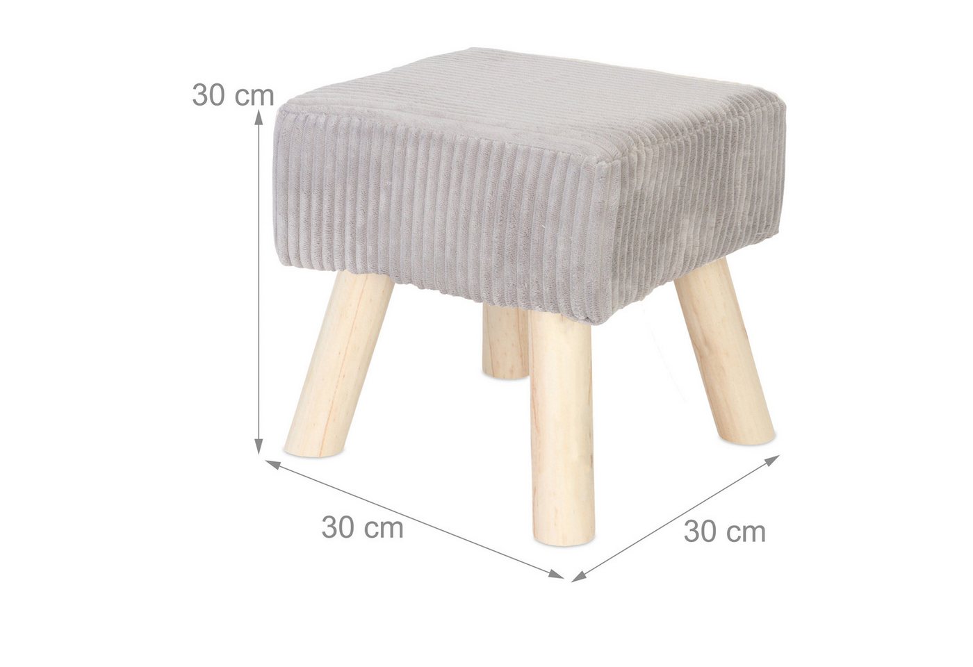 relaxdays Sitzhocker Hocker Cord (1 St), Hellgrau – Bild 4 von 5