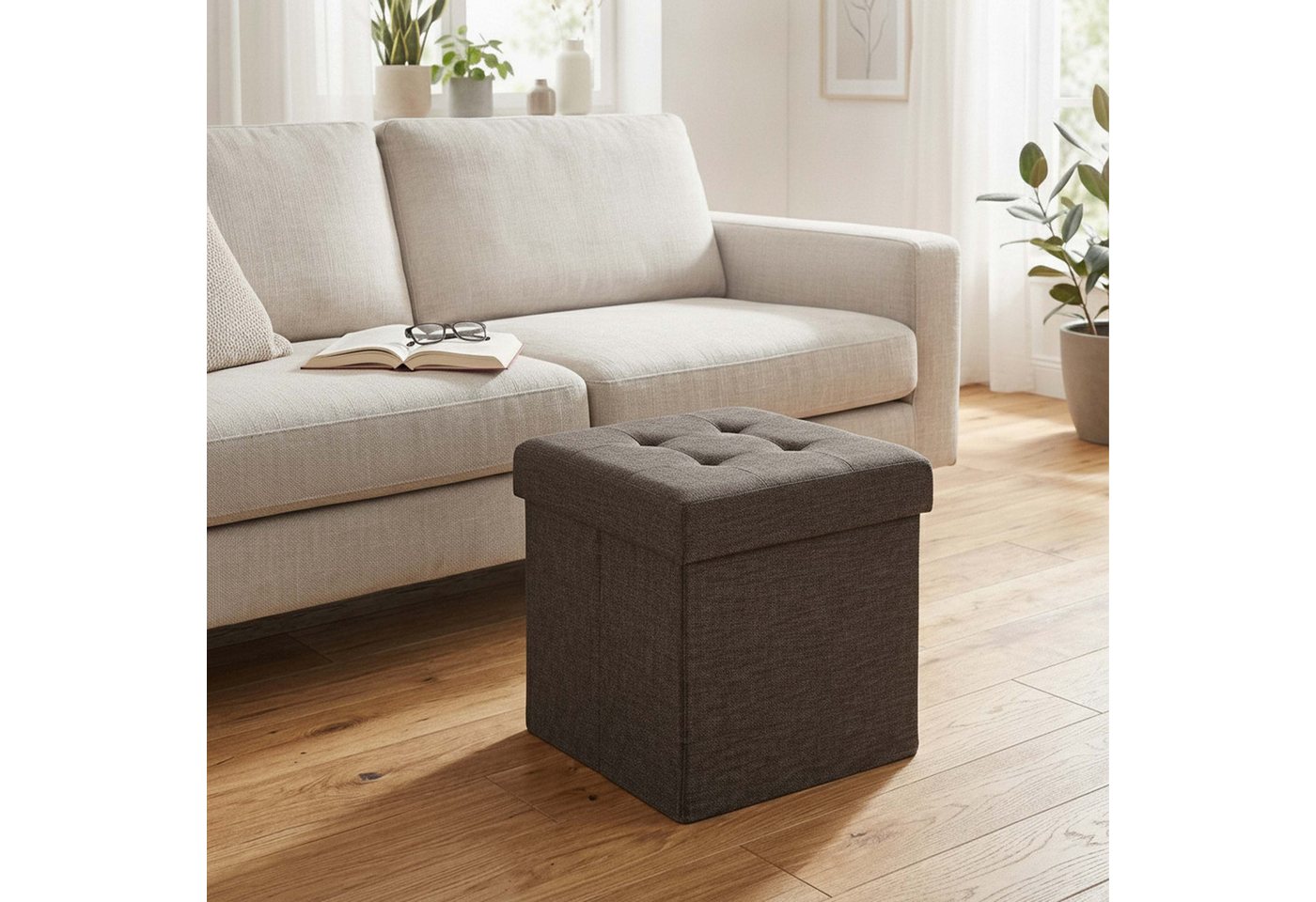 relaxdays Sitzhocker mit Stauraum (1 St), braun – Bild 2 von 5