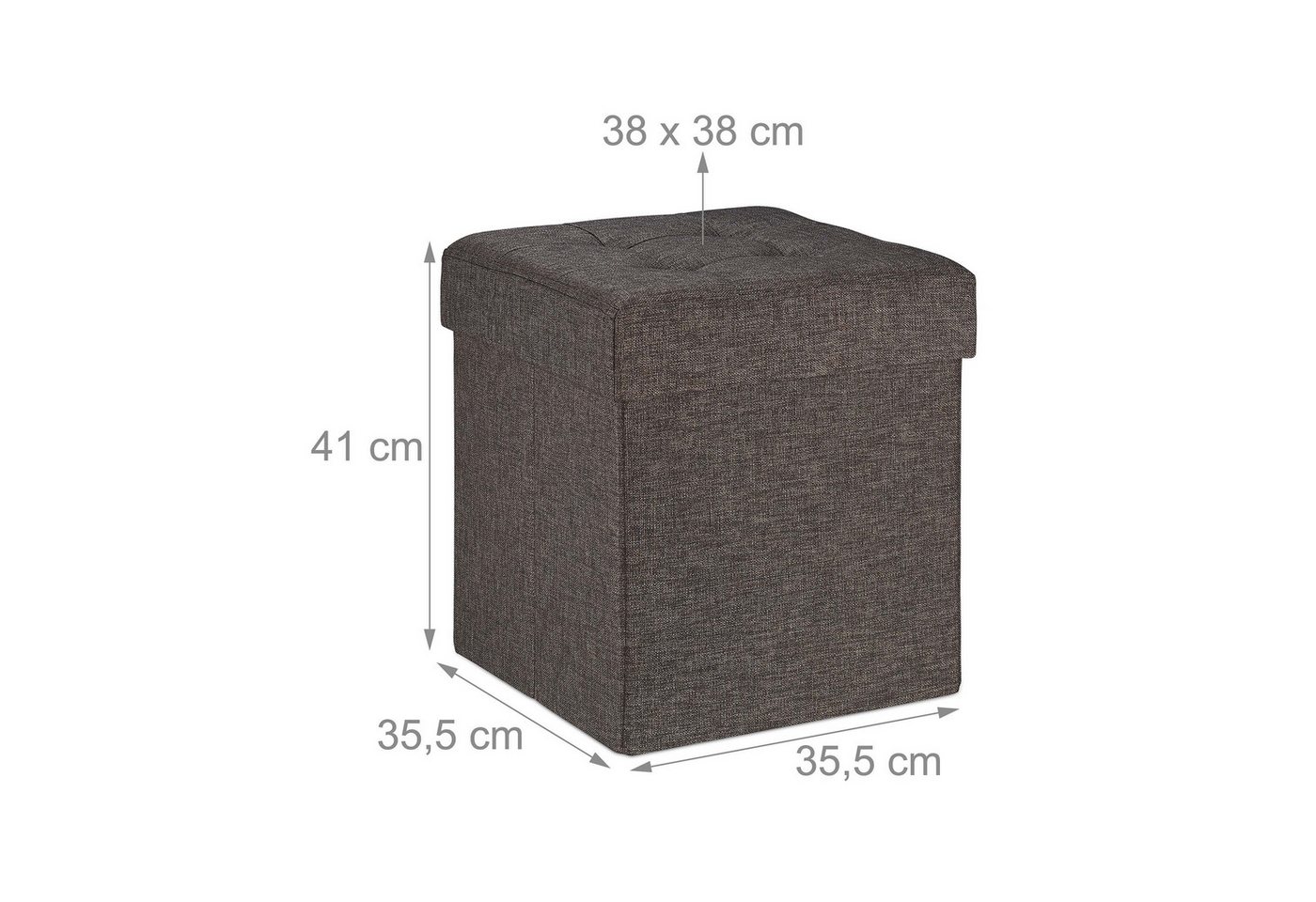 relaxdays Sitzhocker mit Stauraum (1 St), braun – Bild 4 von 5