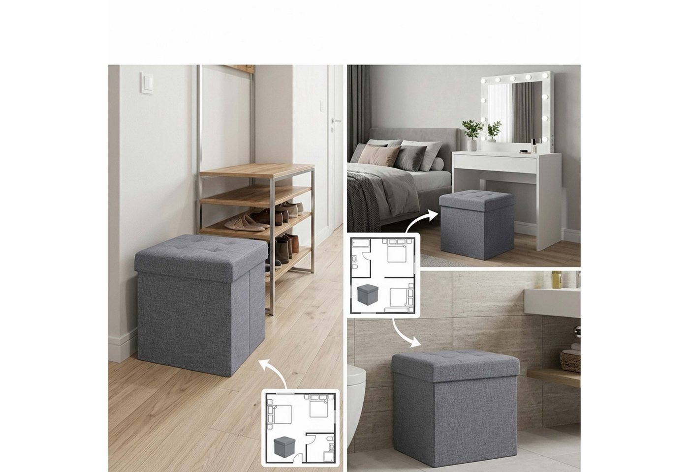relaxdays Sitzhocker mit Stauraum (1 St), braun – Bild 5 von 5