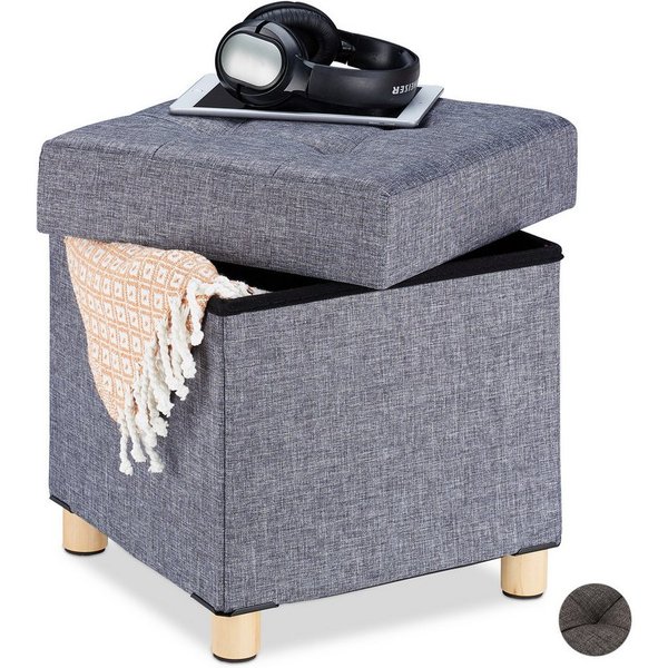 relaxdays Sitzhocker mit Stauraum (1 St), Dunkelgrau