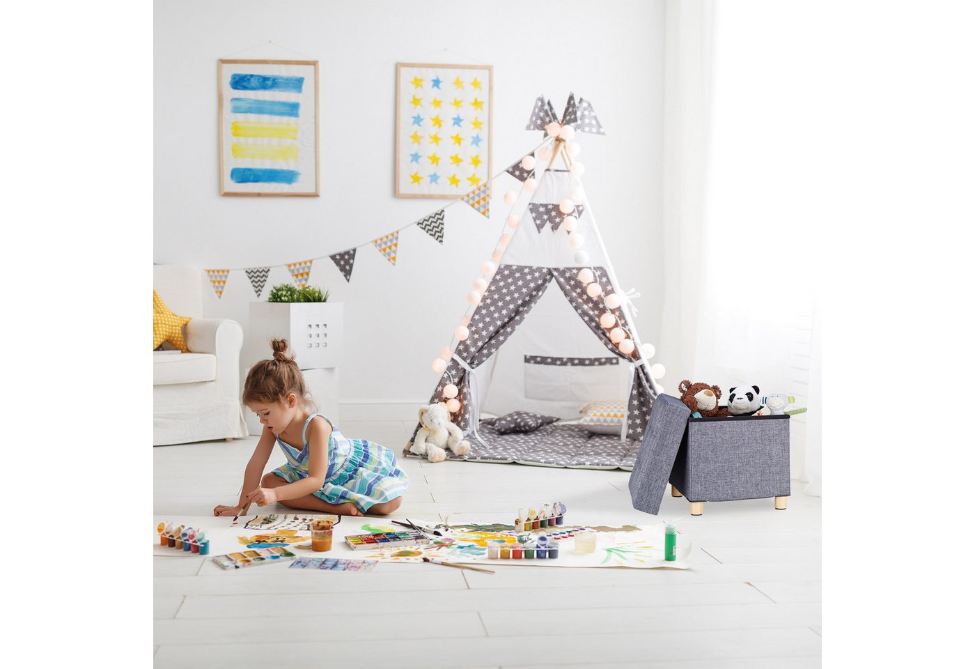 relaxdays Sitzhocker mit Stauraum (1 St), Dunkelgrau – Bild 5 von 5