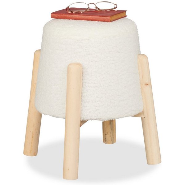 relaxdays Sitzhocker mit Teddyfell (1 St)