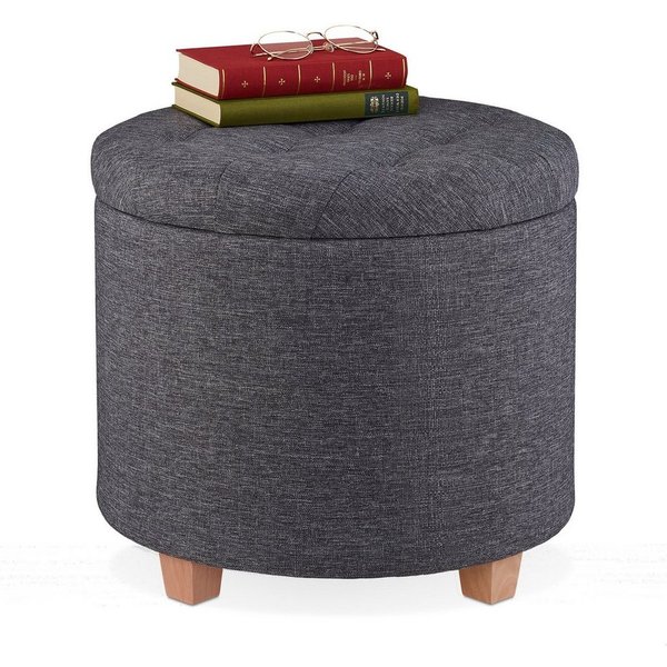 relaxdays Sitzhocker Runder Sitzhocker mit Stauraum (5 St), Dunkelgrau
