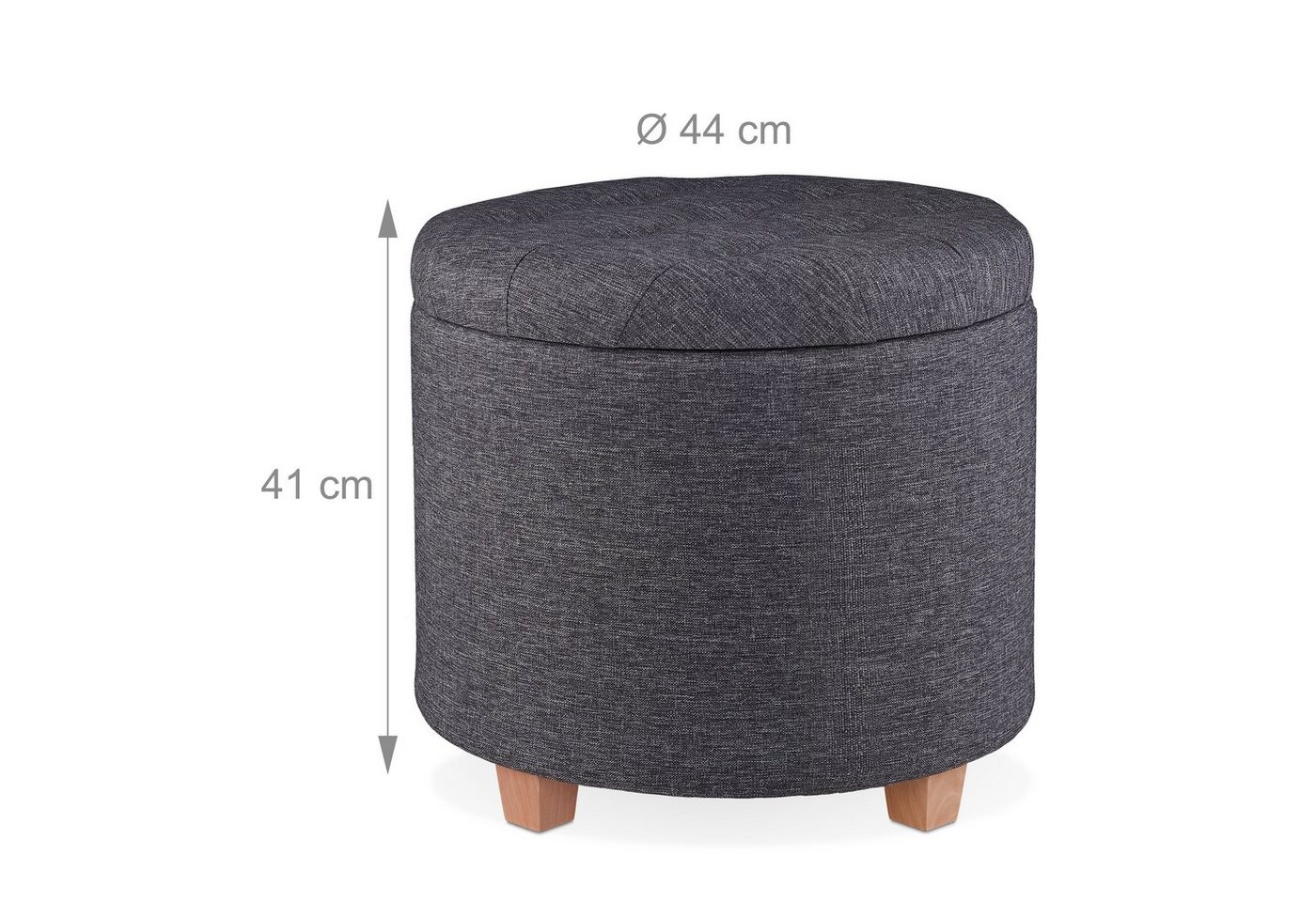 relaxdays Sitzhocker Runder Sitzhocker mit Stauraum (5 St), Dunkelgrau – Bild 4 von 5