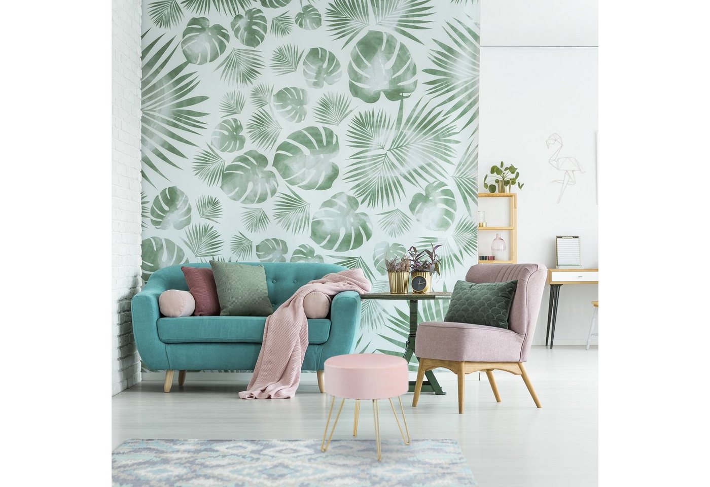 relaxdays Sitzhocker Samthocker mit Metallbeinen rosa (1 St) – Bild 5 von 5