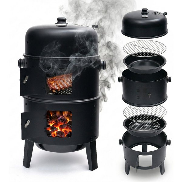 relaxdays Smoker mit Deckel & Thermometer