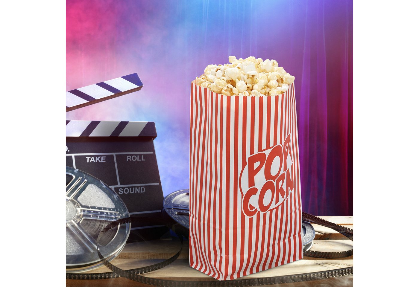 relaxdays Snackschale Retro Popcorntüten 100er Set, Papier, (100-tlg) – Bild 2 von 5
