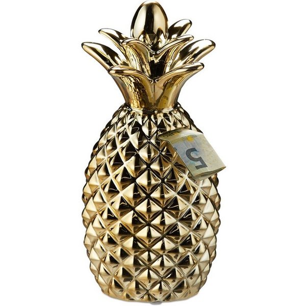 relaxdays Spardose Ananas gold, (1-tlg)
