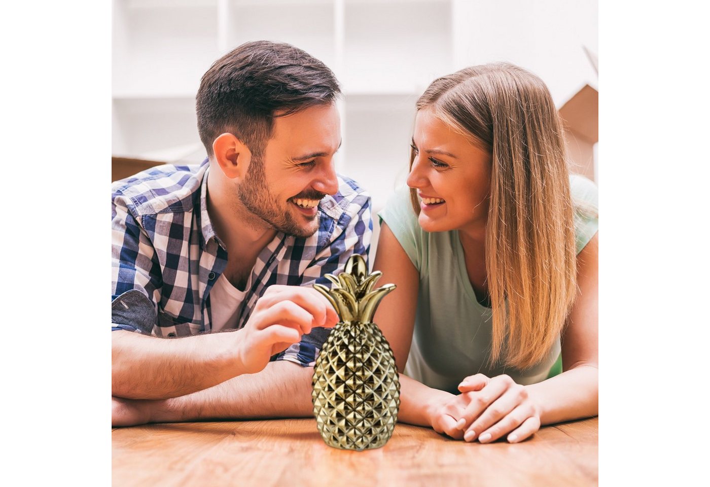 relaxdays Spardose Ananas gold, (1-tlg) – Bild 3 von 5