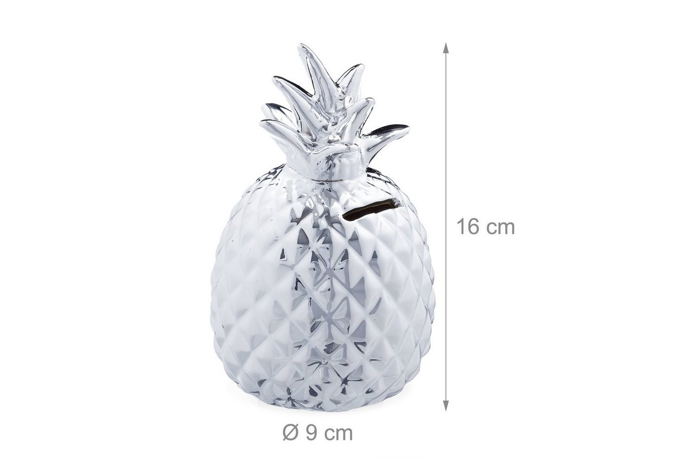 relaxdays Spardose Ananas in Silber, (3-tlg) – Bild 4 von 5