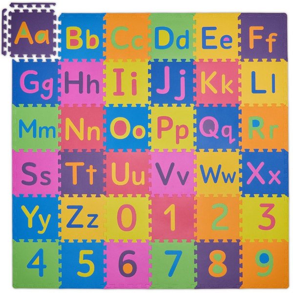 relaxdays Spielmatte Puzzlematte ABC und Zahlen (90-St)