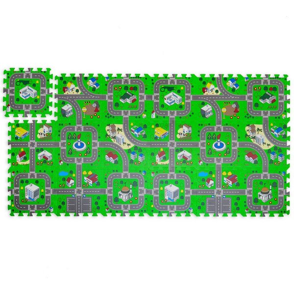 relaxdays Spielmatte Puzzlematte Straße (18-St)