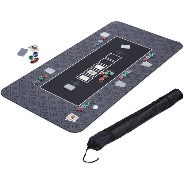 relaxdays Spieltisch Pokermatte 180x90, (2-tlg), schwarz