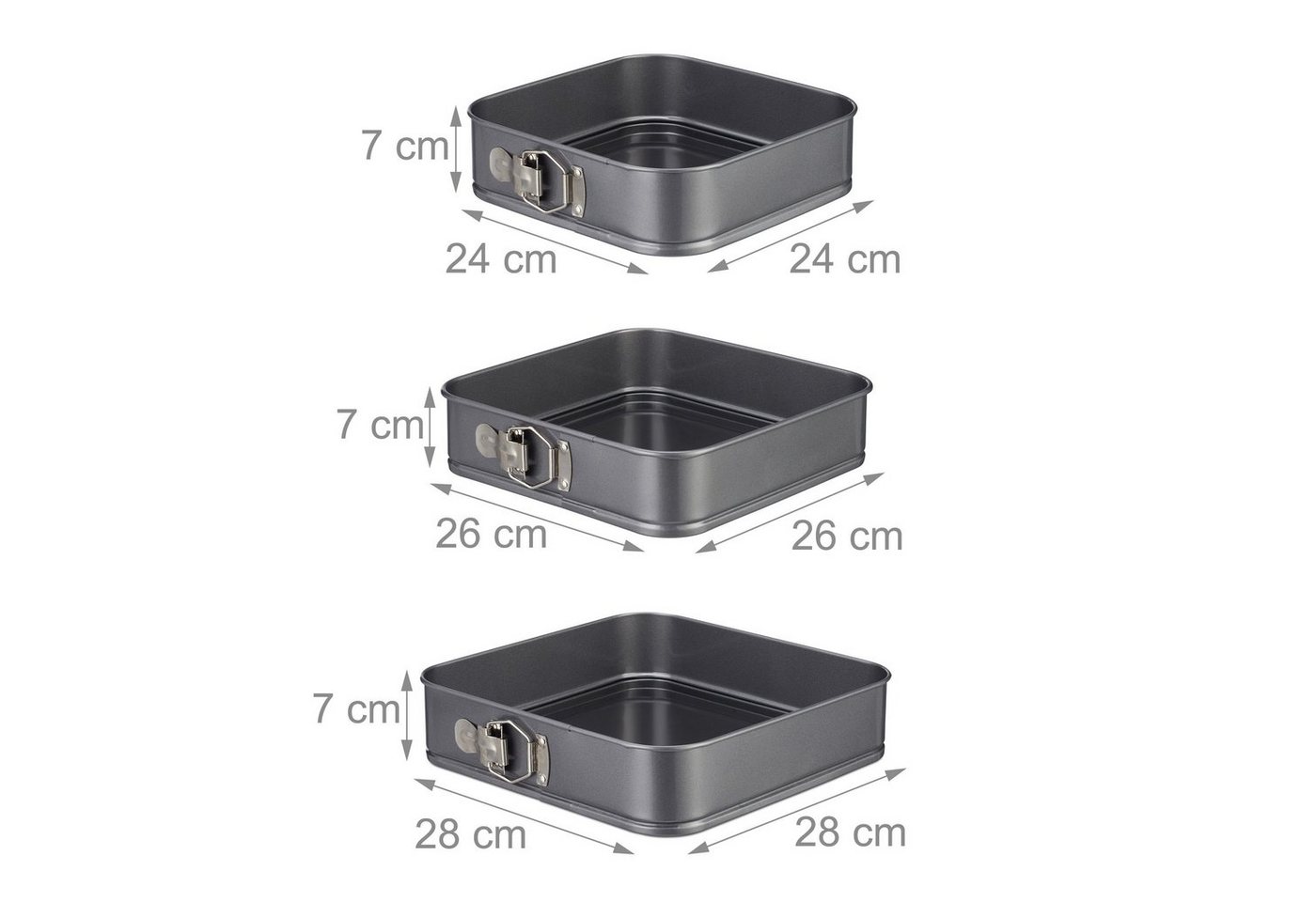 relaxdays Springform Quadratische Springform im 3er Set, (3-tlg) – Bild 4 von 5