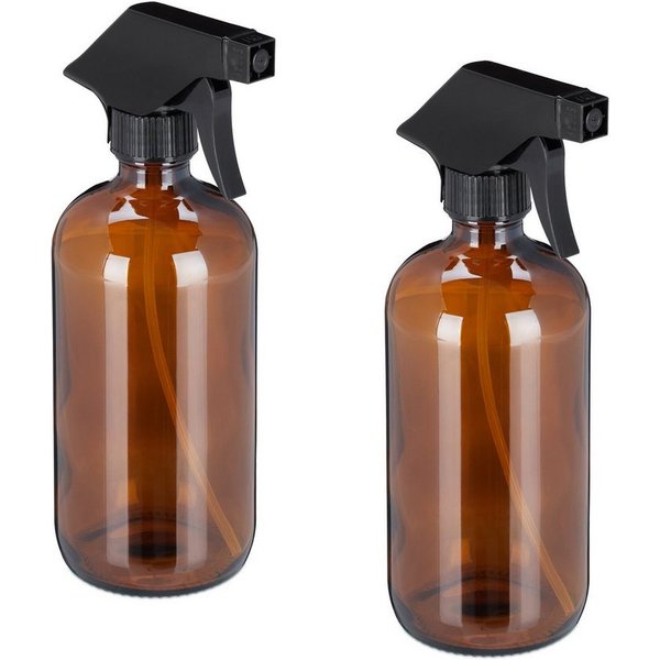 relaxdays Sprühflasche Glas im 2er Set Braun, (2-tlg)