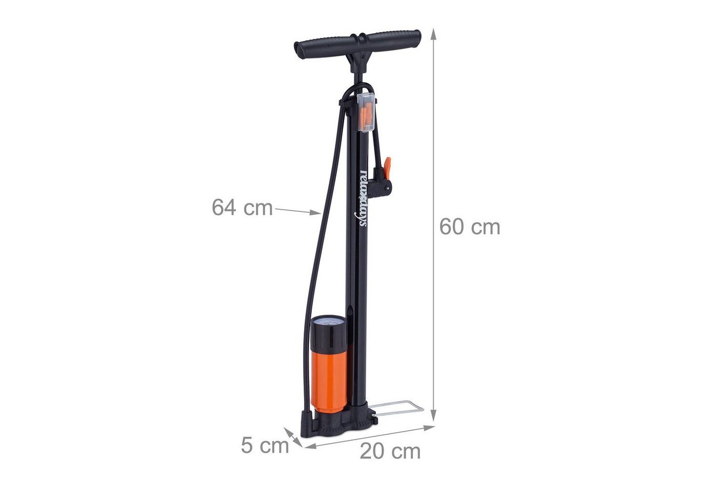 relaxdays Standpumpe mit Manometer (4-tlg) – Bild 4 von 5