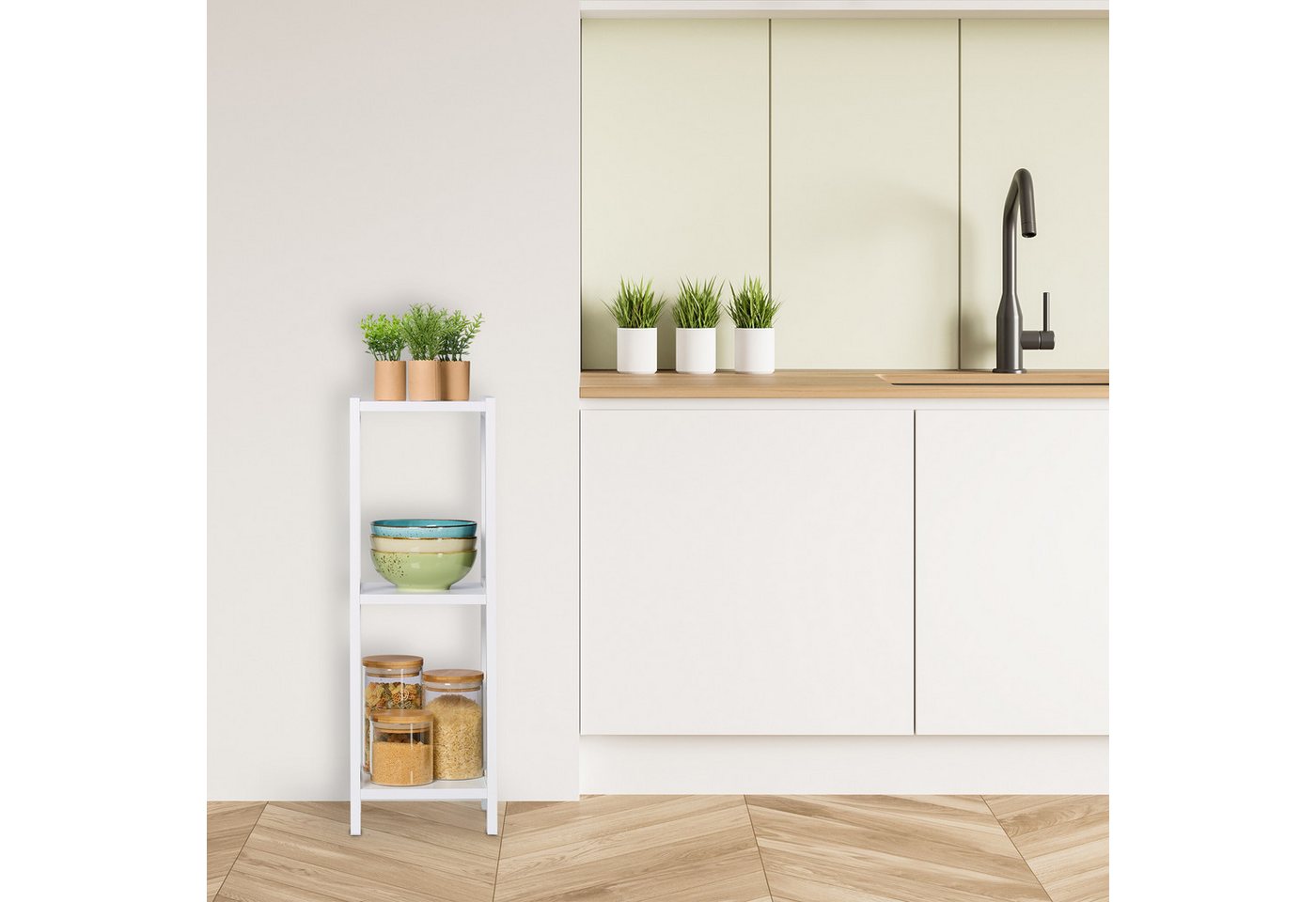 relaxdays Standregal Kleines Standregal mit 3 Ablagen, 1-tlg. – Bild 3 von 5