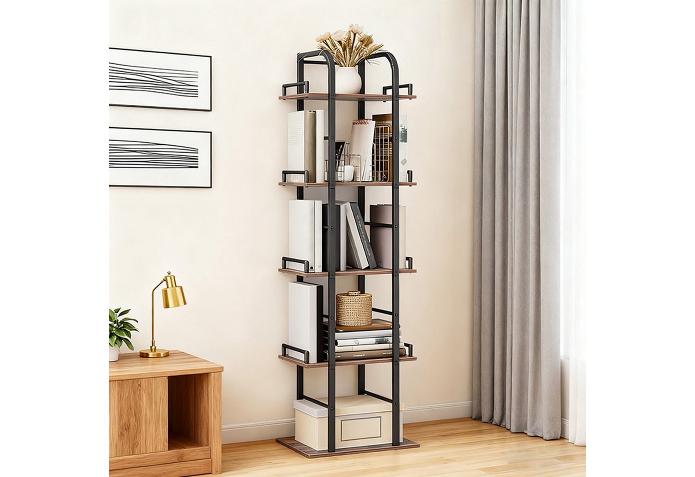relaxdays Standregal mit 5 Ebenen, 1-tlg., Hellgrau – Bild 2 von 5