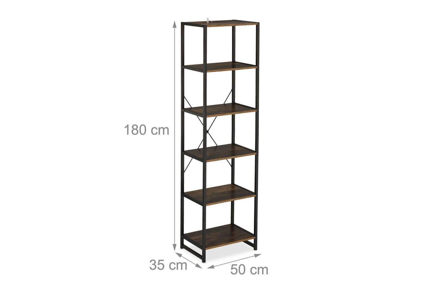 relaxdays Standregal mit 6 Ebenen, 1-tlg., Industrial-Schwarz – Bild 4 von 5