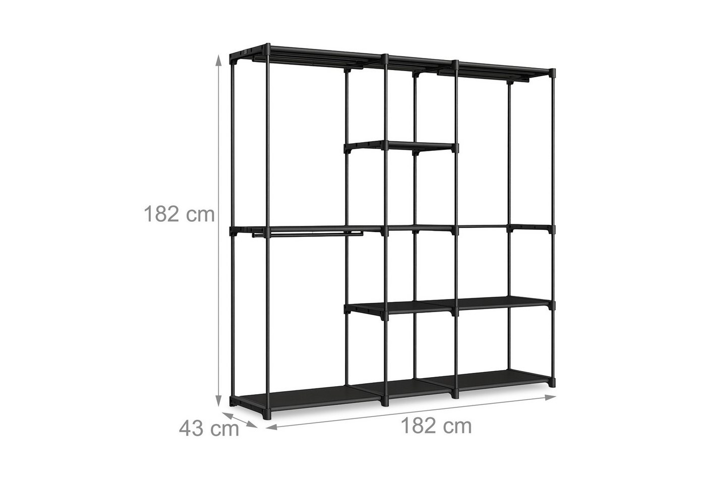 relaxdays Standregal Offene Garderobe, 14-tlg., schwarz – Bild 4 von 5