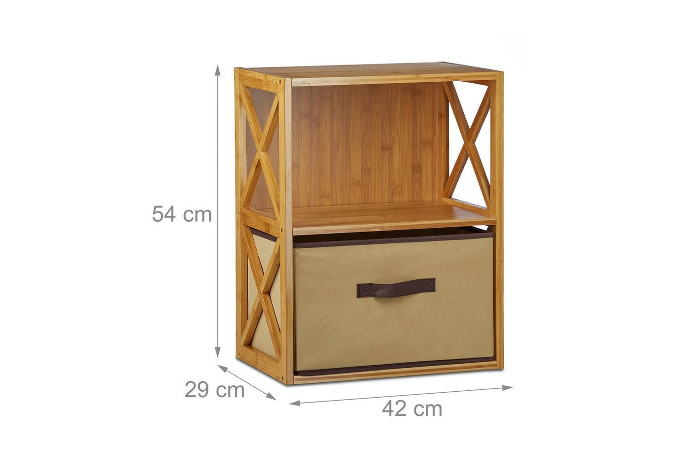 relaxdays Standregal Regal Bambus mit Korb, 1-tlg., 2 – Bild 4 von 5