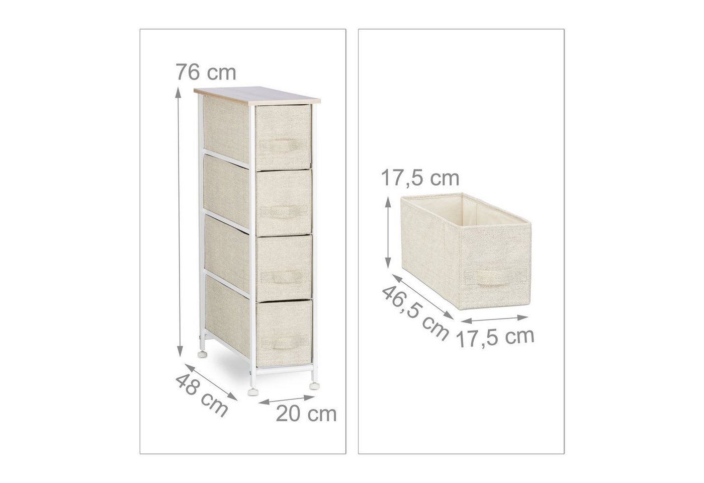 relaxdays Standregal Regalsystem verschiedene Varianten beige, 4-tlg., D – Bild 4 von 5