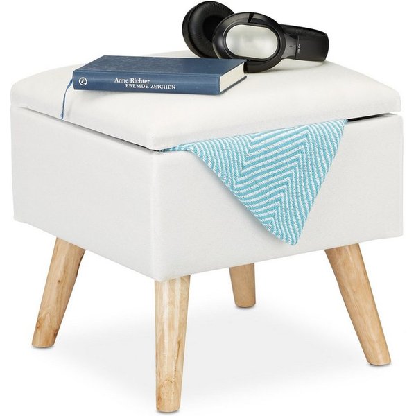 relaxdays Stauraumhocker Hocker mit Stauraum (1 St), weiß