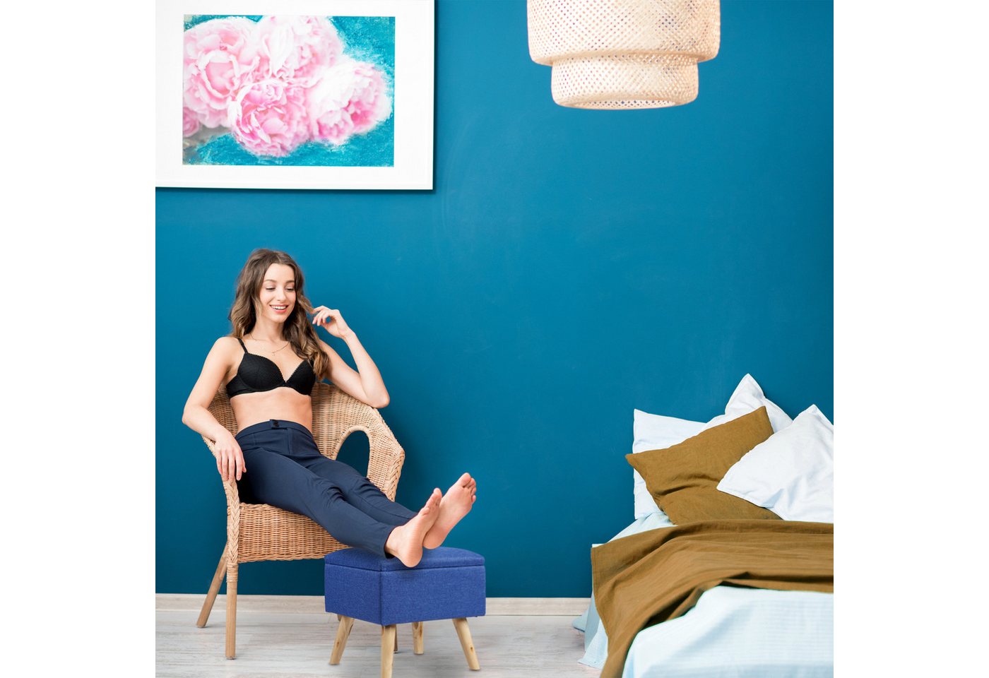 relaxdays Stauraumhocker Hocker mit Stauraum (1 St), Hellgrau – Bild 3 von 5