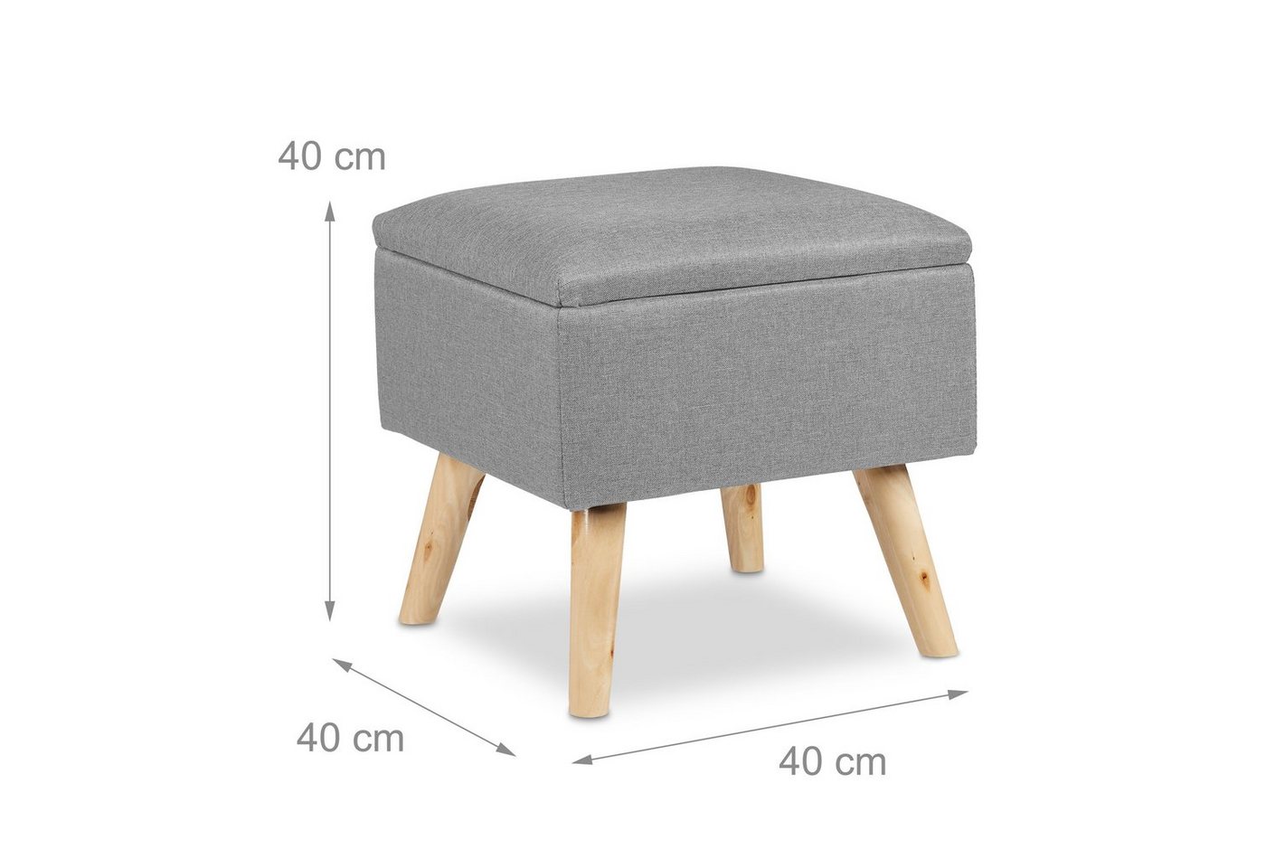 relaxdays Stauraumhocker Hocker mit Stauraum (1 St), Hellgrau – Bild 4 von 5