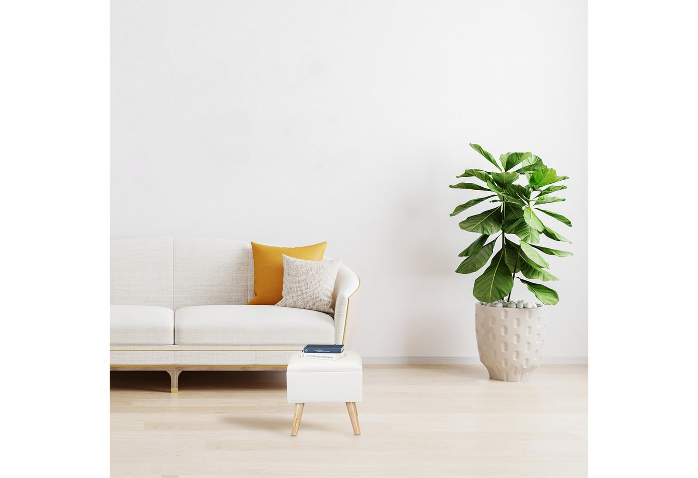 relaxdays Stauraumhocker Hocker mit Stauraum (1 St), Hellgrau – Bild 5 von 5