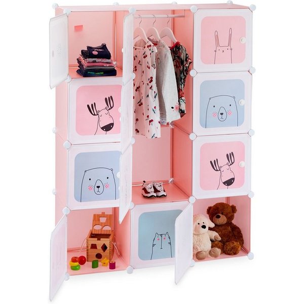 relaxdays Steckregal Kinderzimmer mit 12 Fächern, 98-tlg.