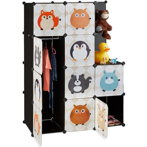 relaxdays Steckregal Kinderzimmer mit Tiermotiven, 88-tlg.