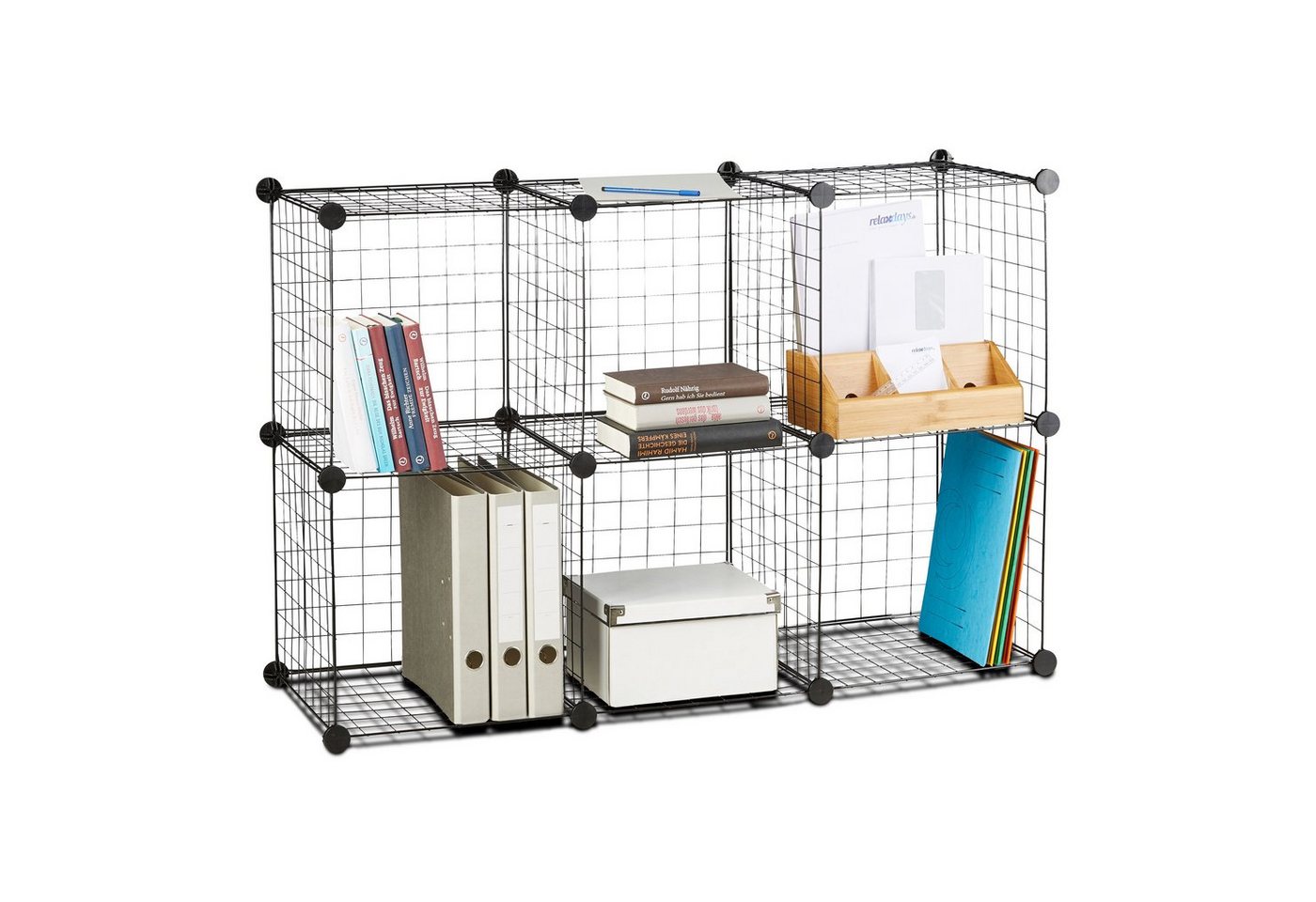 relaxdays Steckregal Regalsystem Drahtgitter 6 Fächer, 6-tlg., 35 x 35 cm – Bild 3 von 5