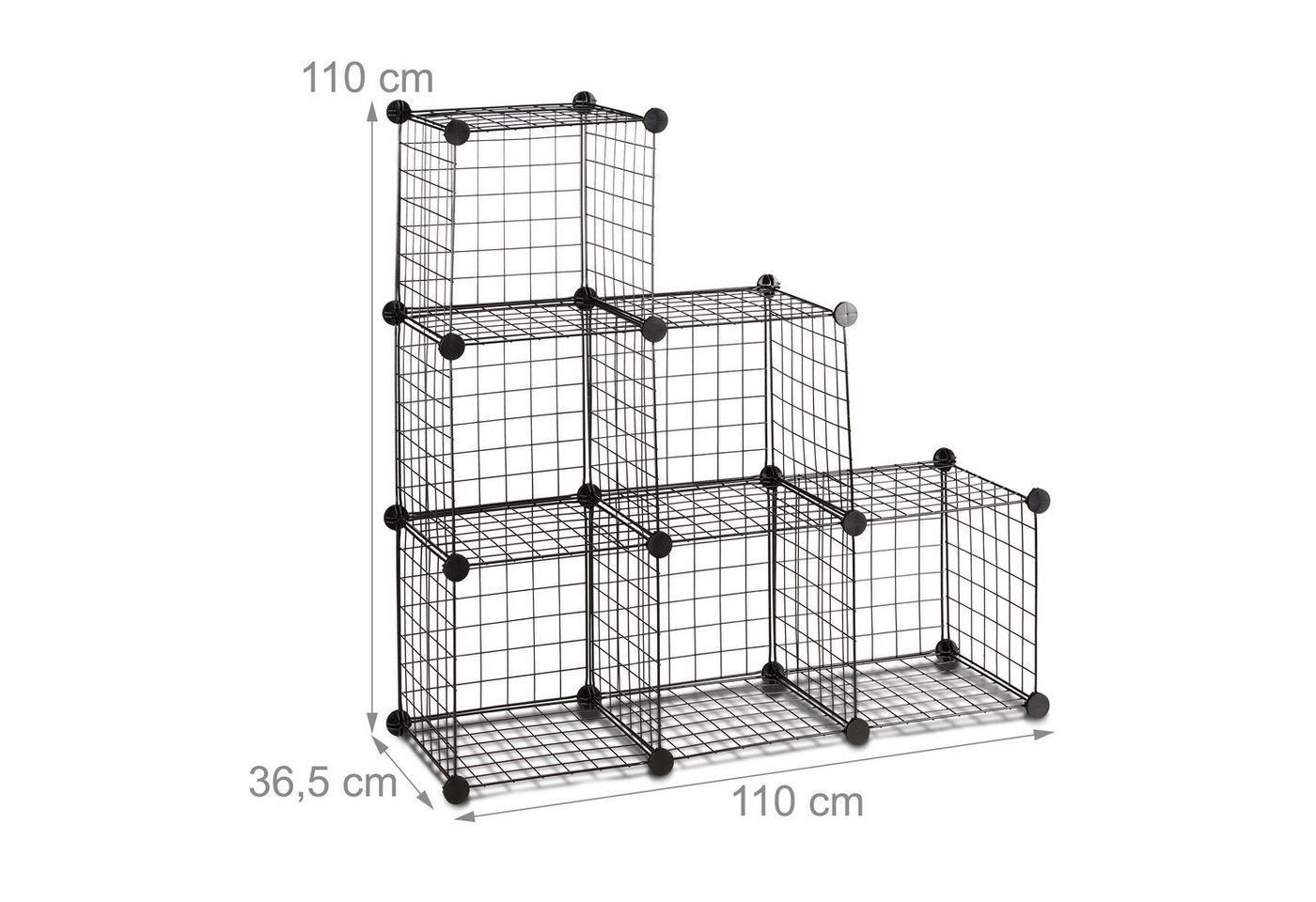 relaxdays Steckregal Regalsystem Drahtgitter 6 Fächer, 6-tlg., 35 x 35 cm – Bild 4 von 5