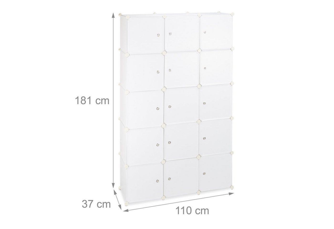 relaxdays Steckregal Regalsystem Kleiderschrank 11 Fächer, 116-tlg., weiß – Bild 4 von 5