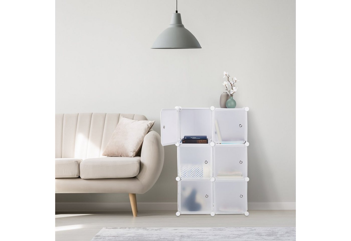 relaxdays Steckregal Regalsystem mit 6 Türen, 55-tlg., weiß – Bild 2 von 5